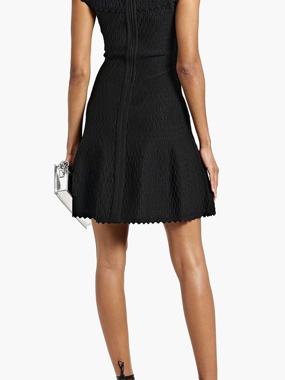 scalloped jacquard-knit mini dress