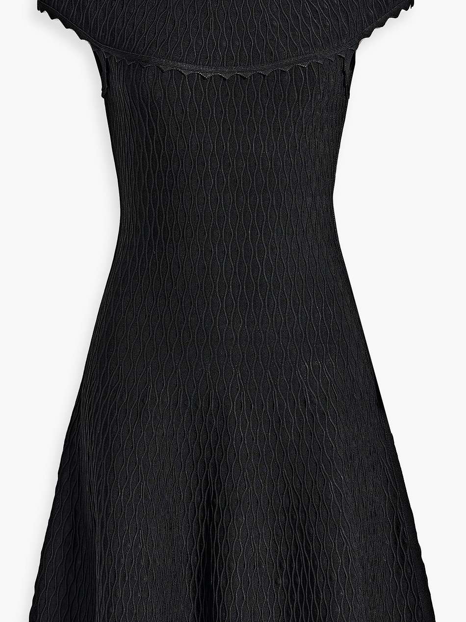 scalloped jacquard-knit mini dress