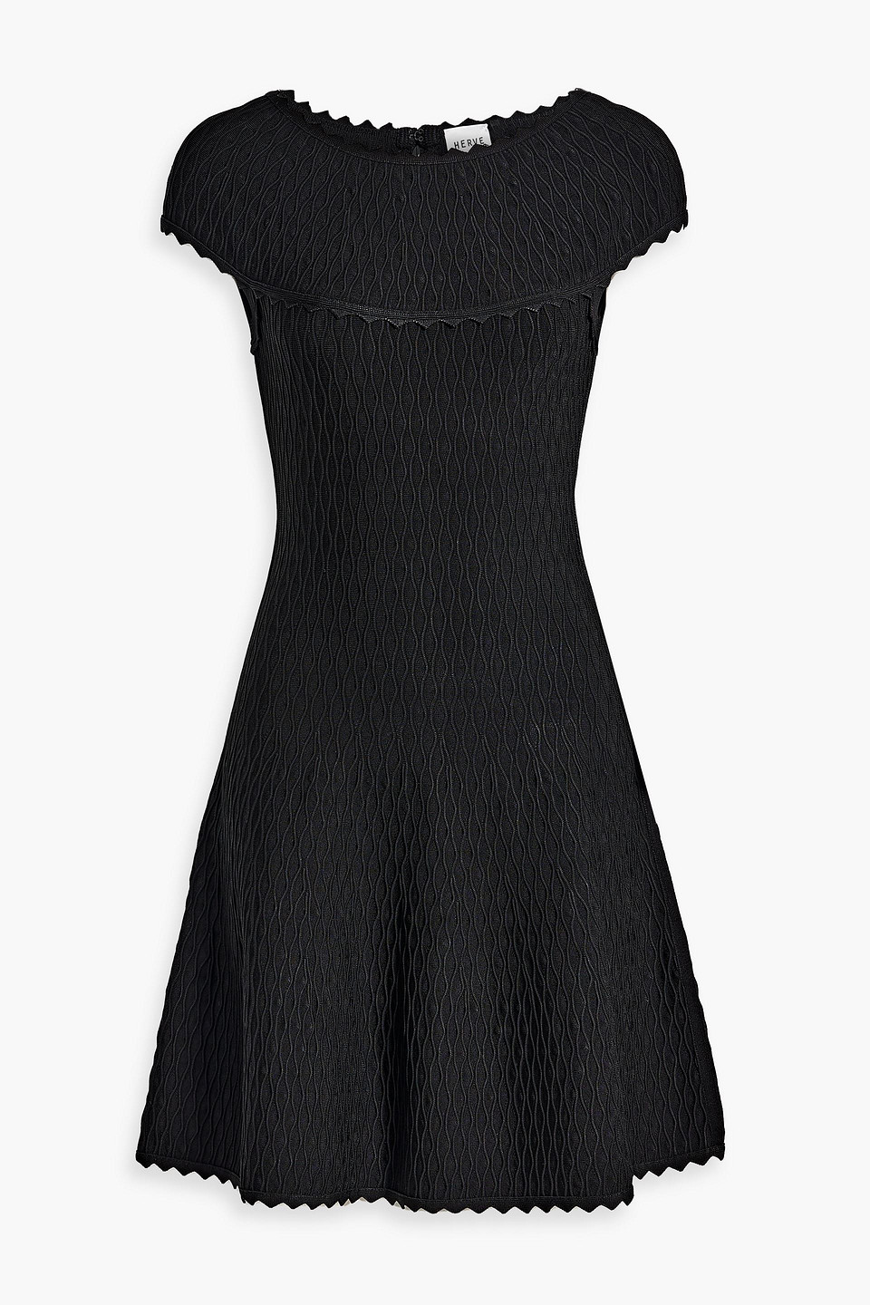 Herve Leger Minikleid Aus Jacquard-strick Mit Muschelsaum In Black