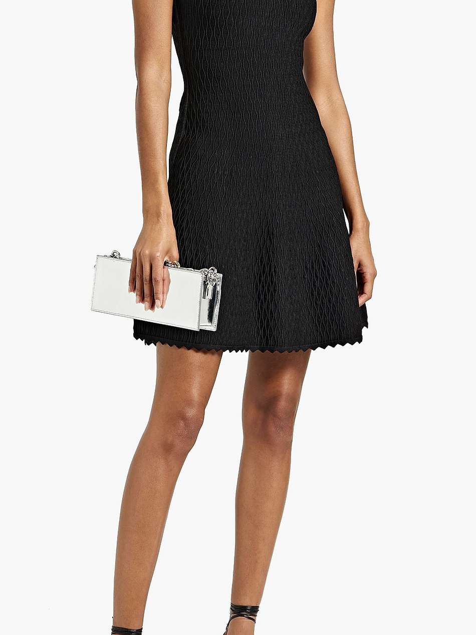 scalloped jacquard-knit mini dress