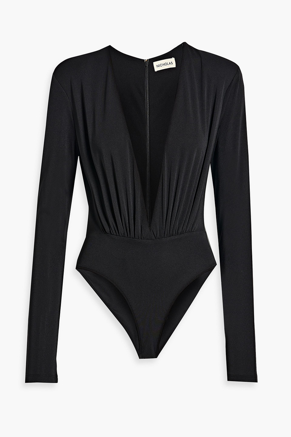 Nicholas Amaretta Gathered Stretch-jersey Bodysuit In Black