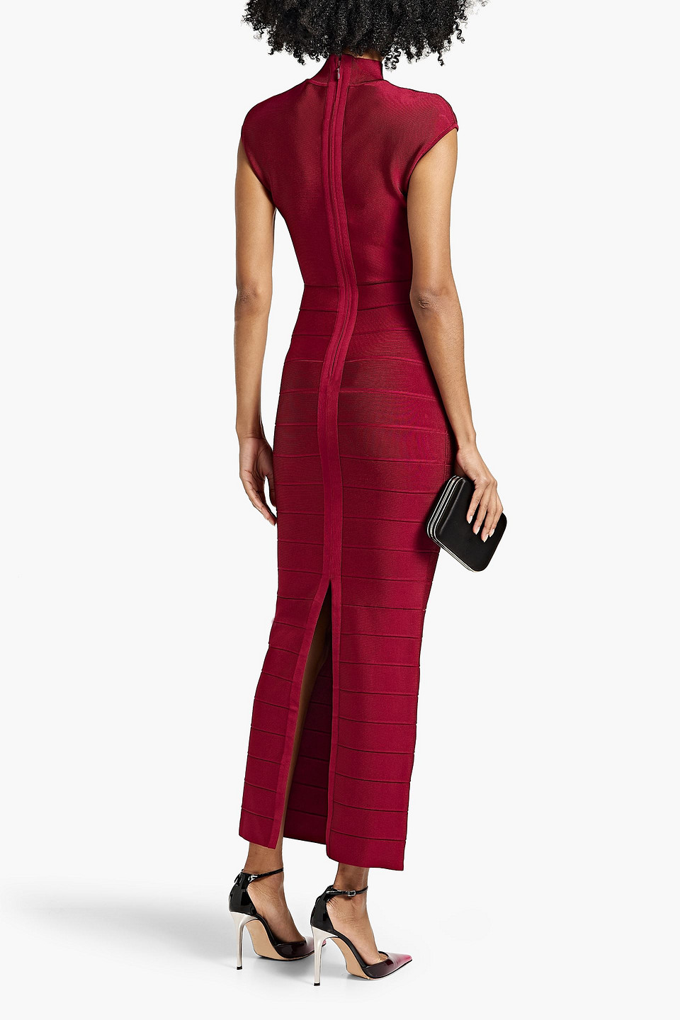 Shop Herve Leger Cutout Bandage Gown In Claret