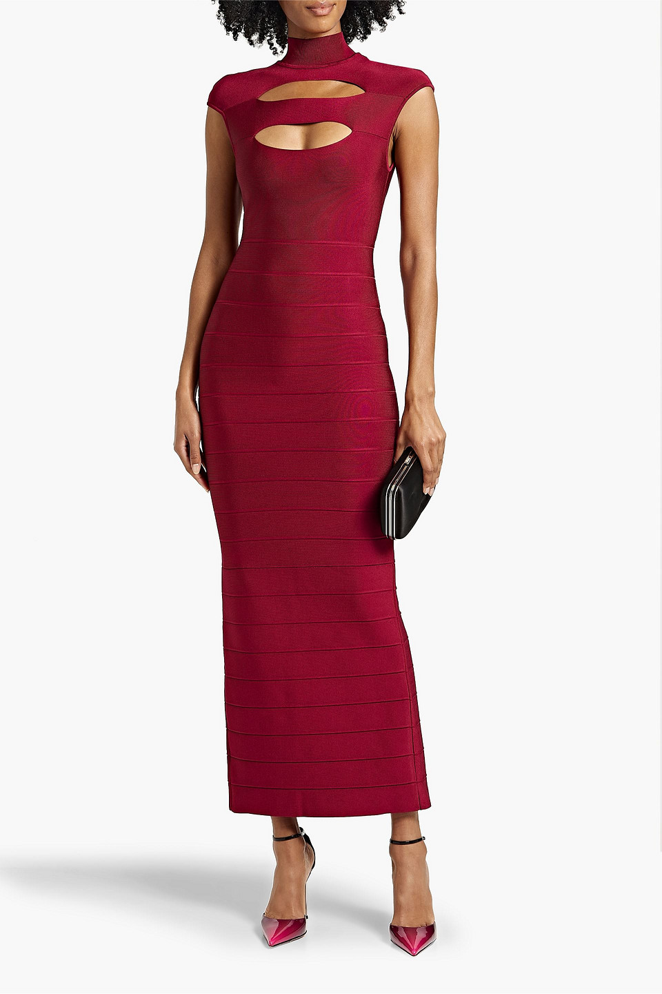 Shop Herve Leger Cutout Bandage Gown In Claret