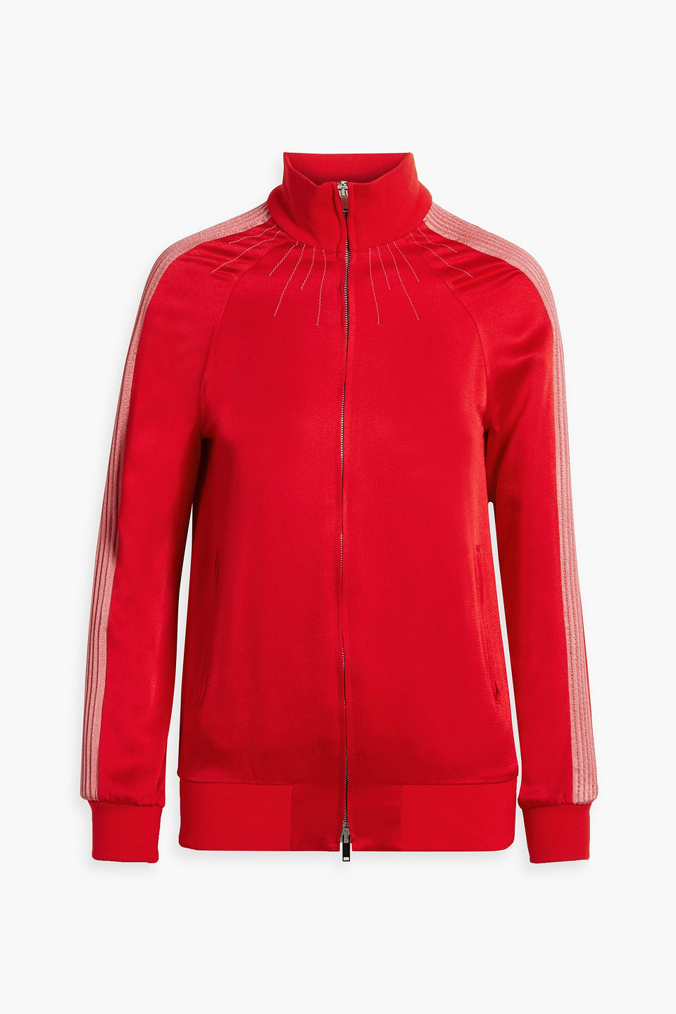 Striped satin-crepe track jacket