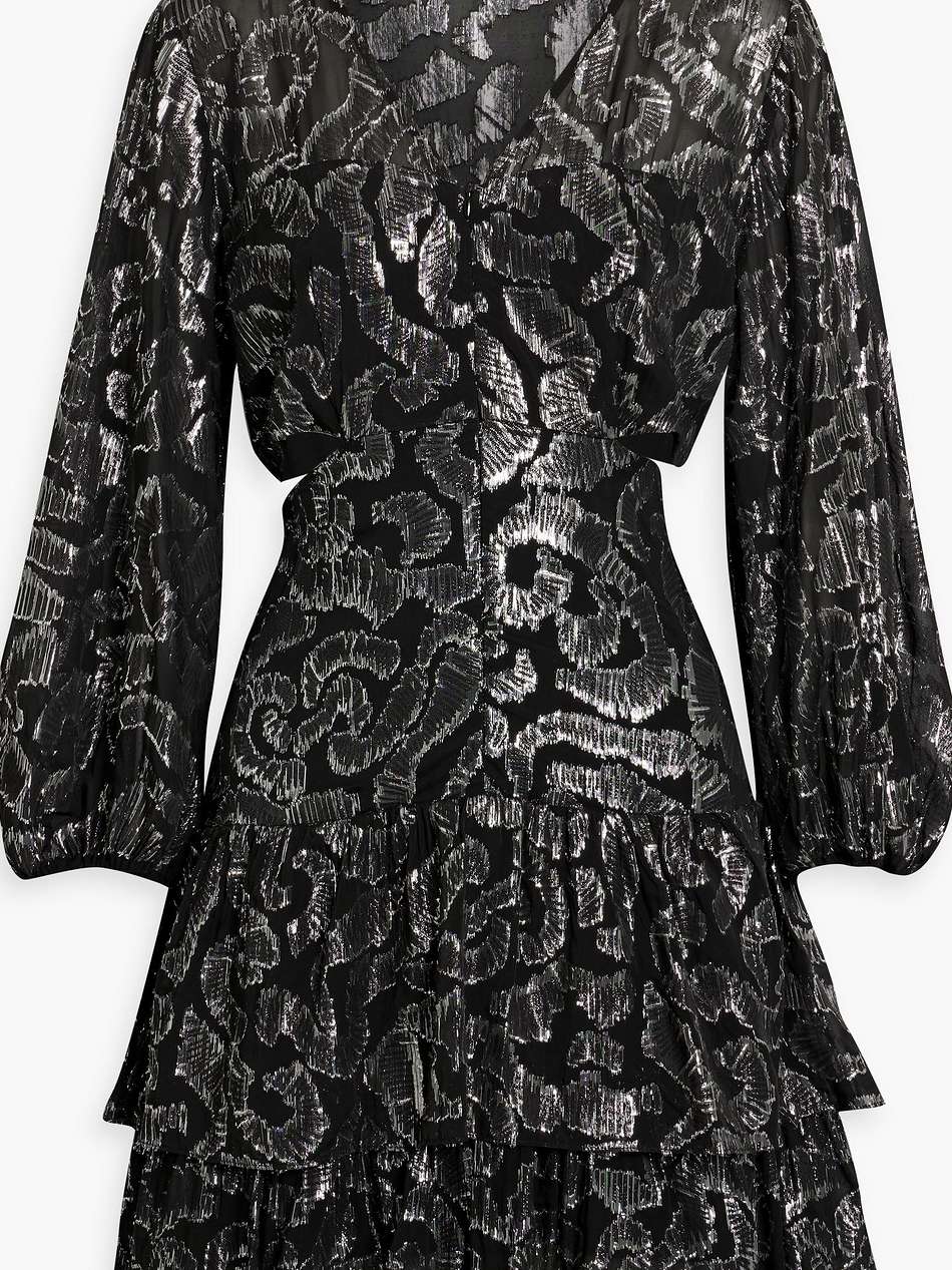 cutout metallic fil coupé chiffon mini dress