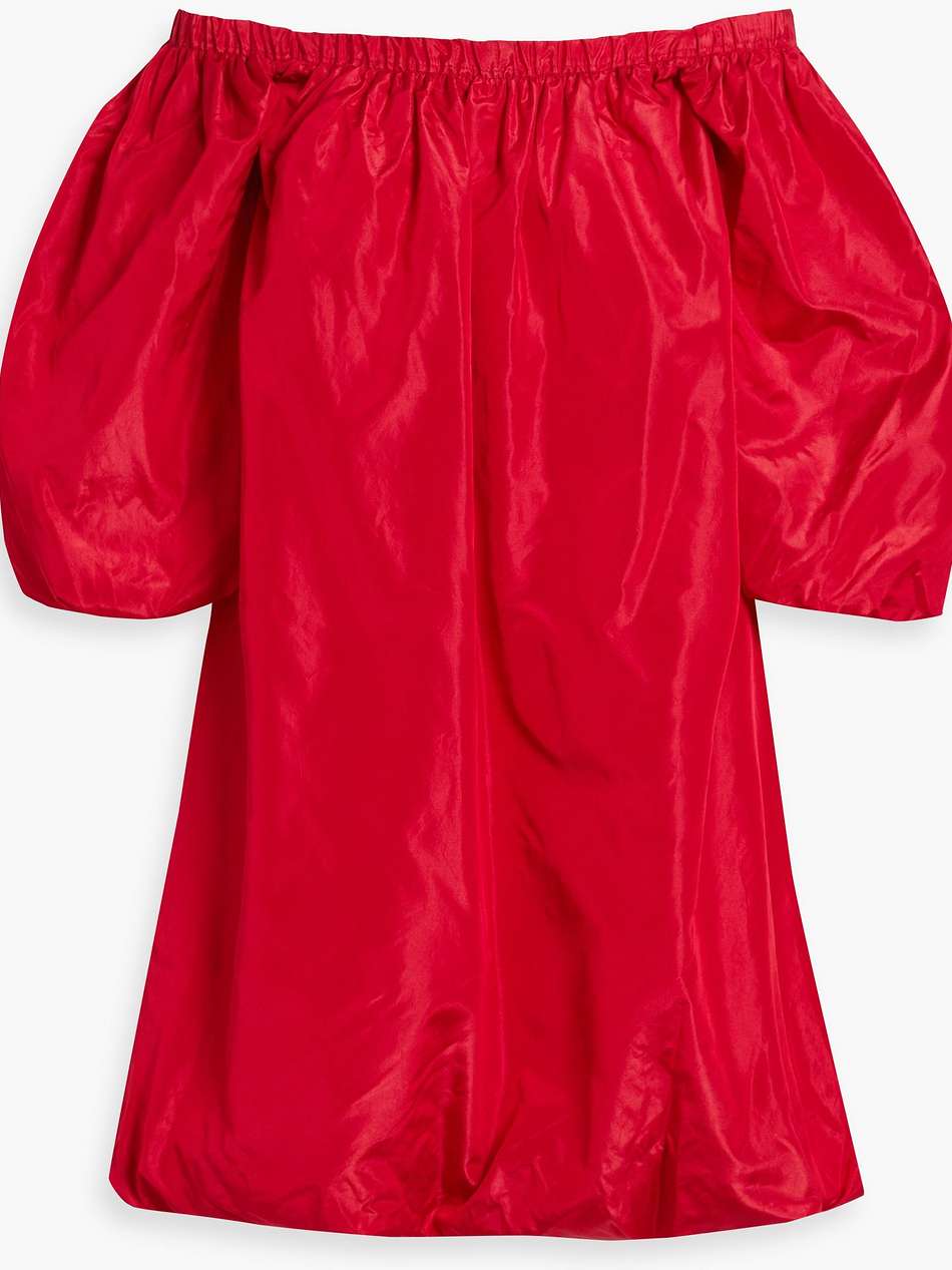off-the-shoulder taffeta mini dress