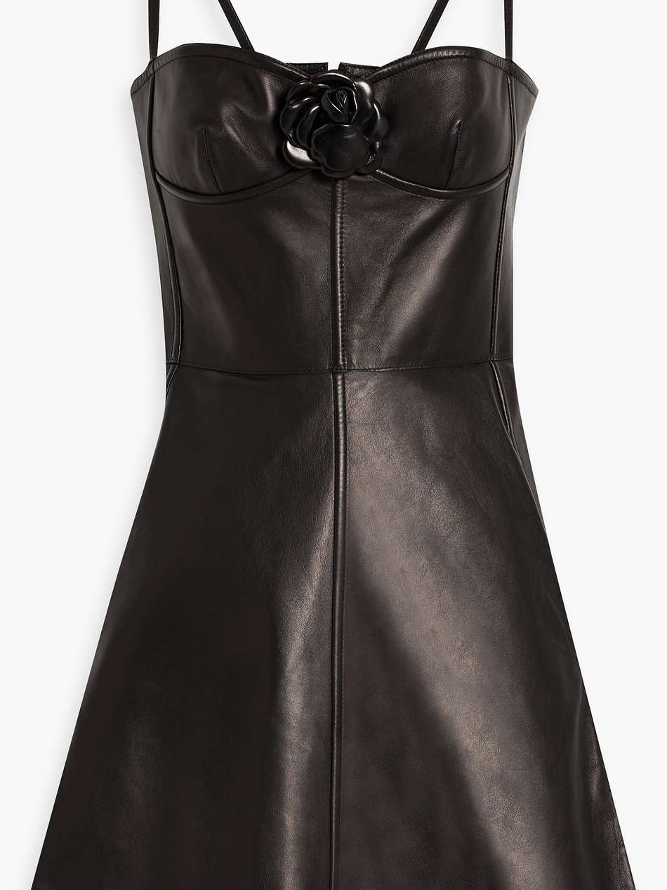 appliquéd leather mini dress