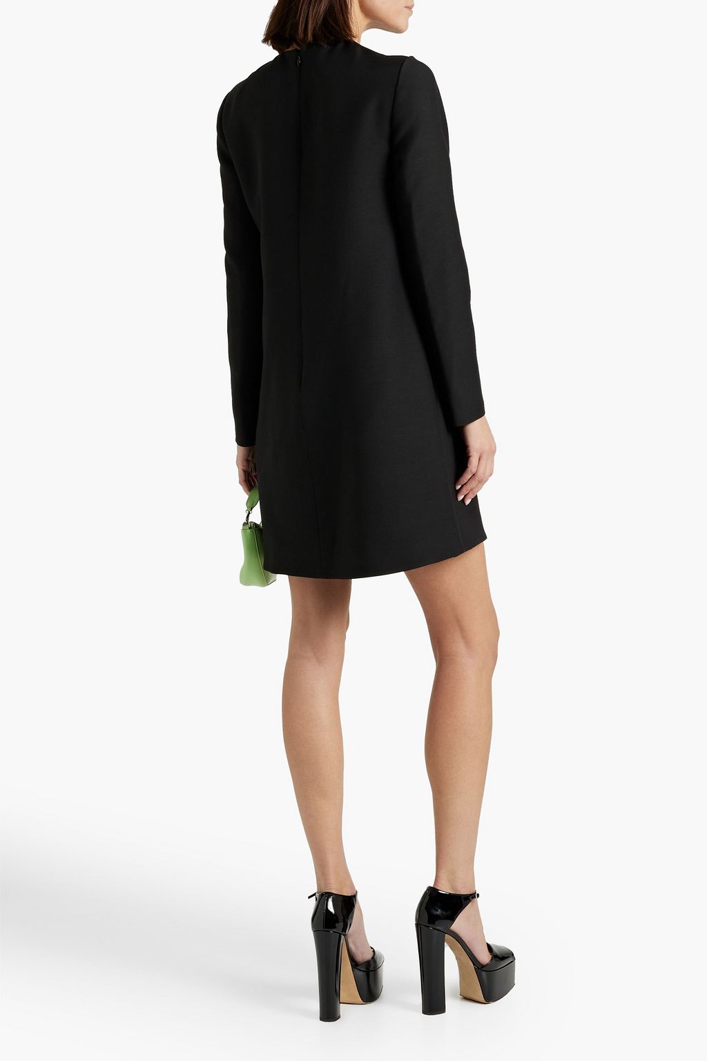 VALENTINO GARAVANI Embellished pleated crepe mini dress