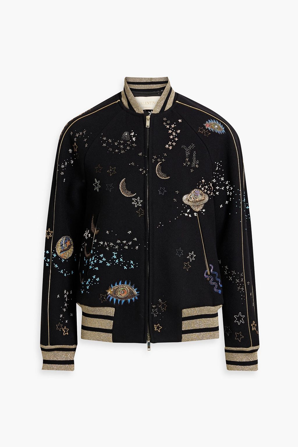 VALENTINO GARAVANI Embellished wool-felt bomber jacket | THE OUTNET