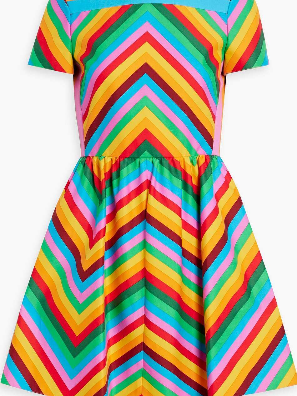 striped cotton and silk-blend mini dress