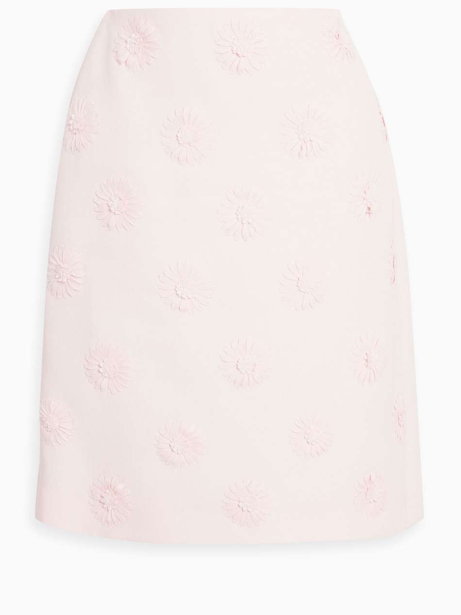 floral-appliquéd wool and silk-blend crepe mini skirt