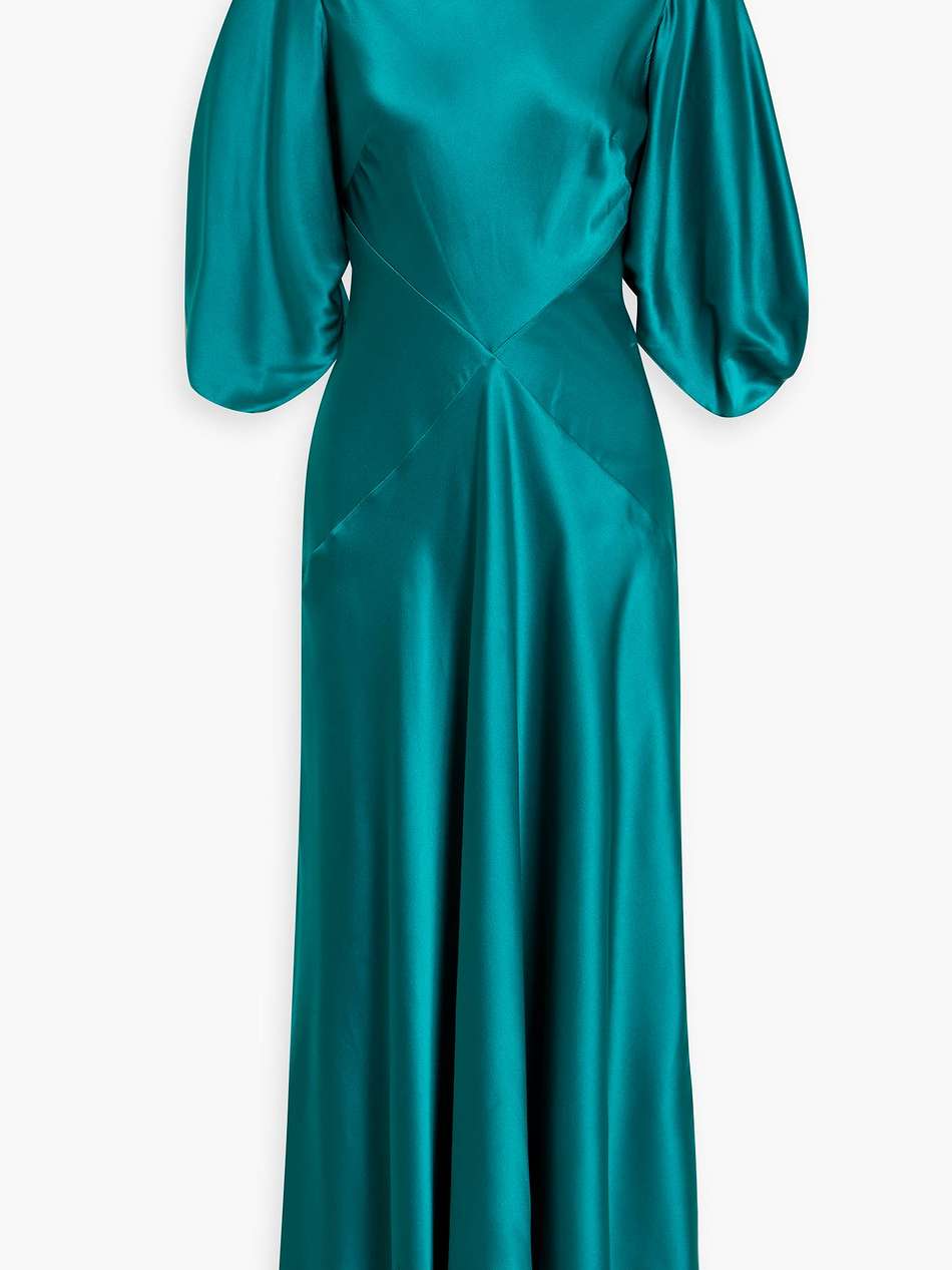 cutout draped silk-satin midi dress