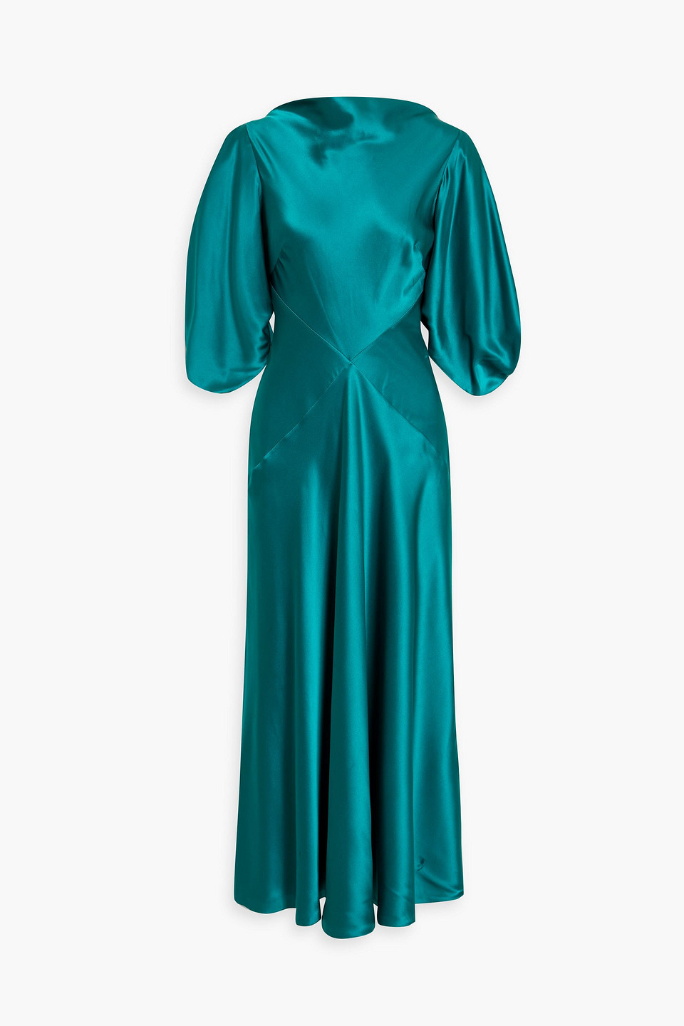 Roksanda Self Cutout Draped Silk-satin Midi Dress In Teal