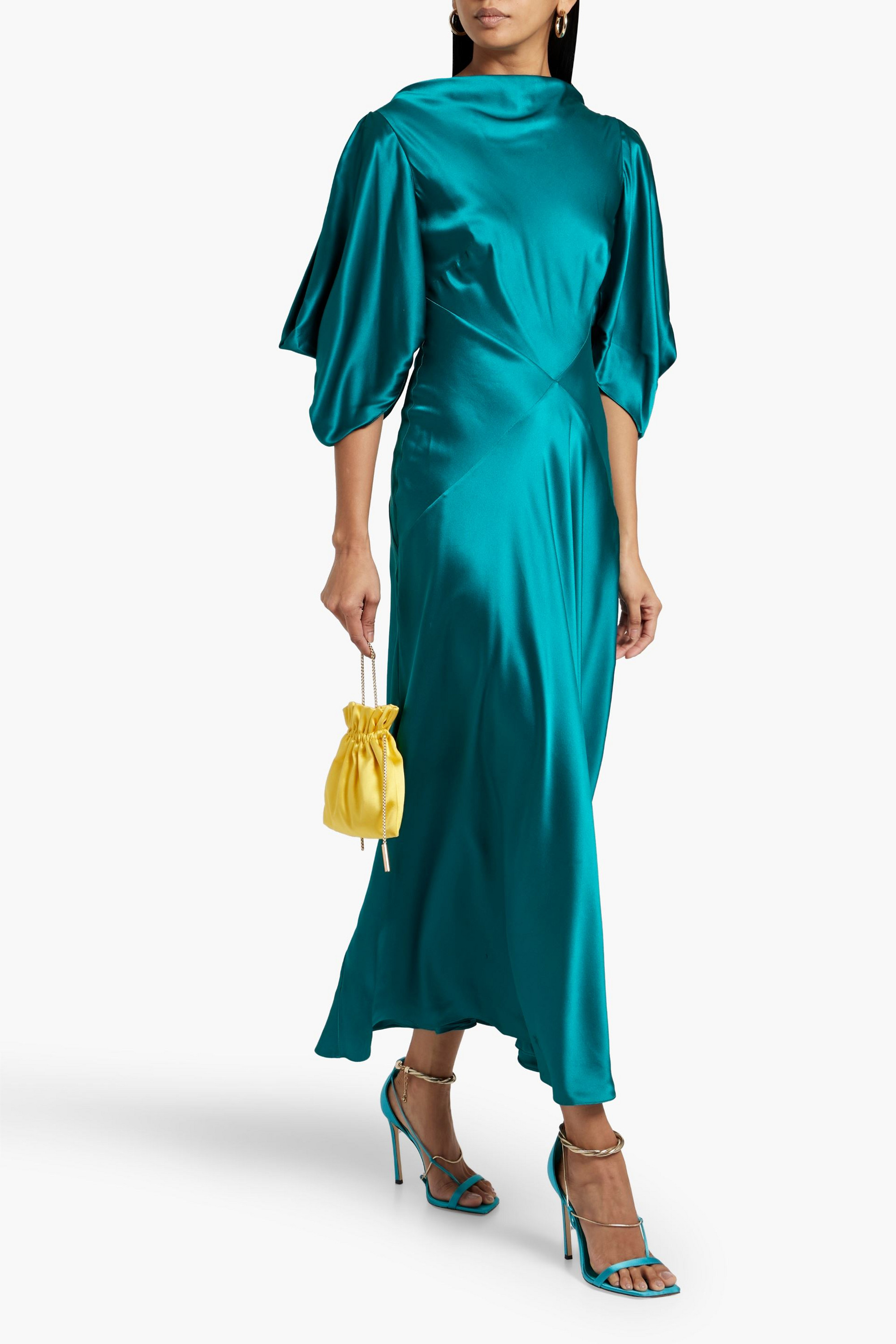 Roksanda Cutout draped silk-satin midi dress