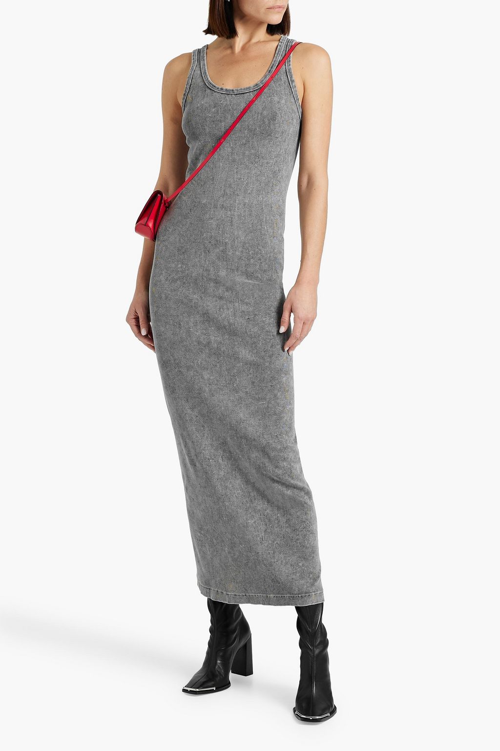 RE/DONE BY HANES Ribbed stretch-cotton jersey maxi dress