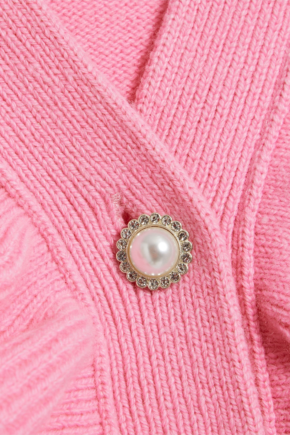 Maje Ruffled Wool-blend Cardigan In Pink