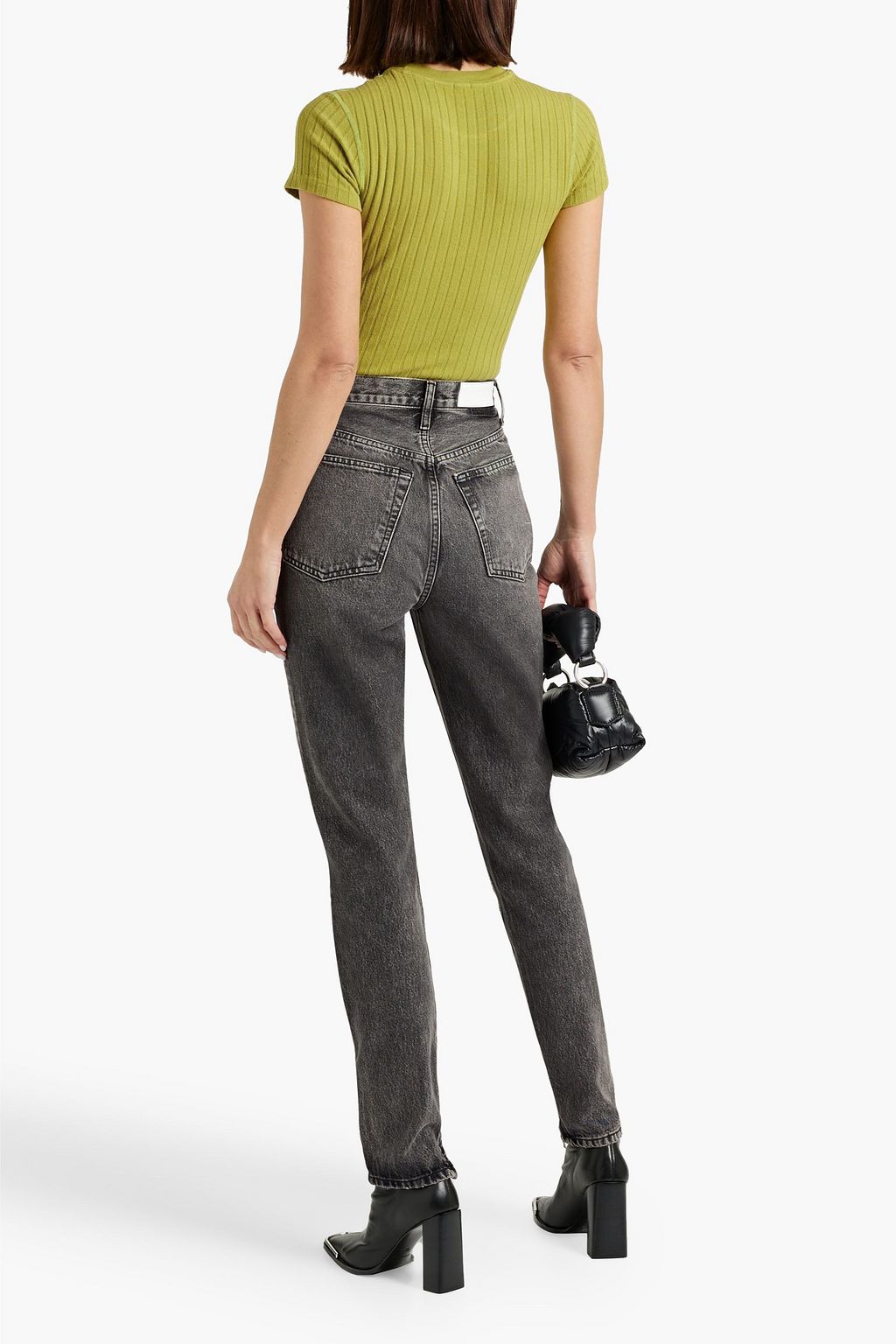 RE/DONE WITH LEVI'S جينز بأرجل مستقيمة وخصر عالٍ بلون باهت