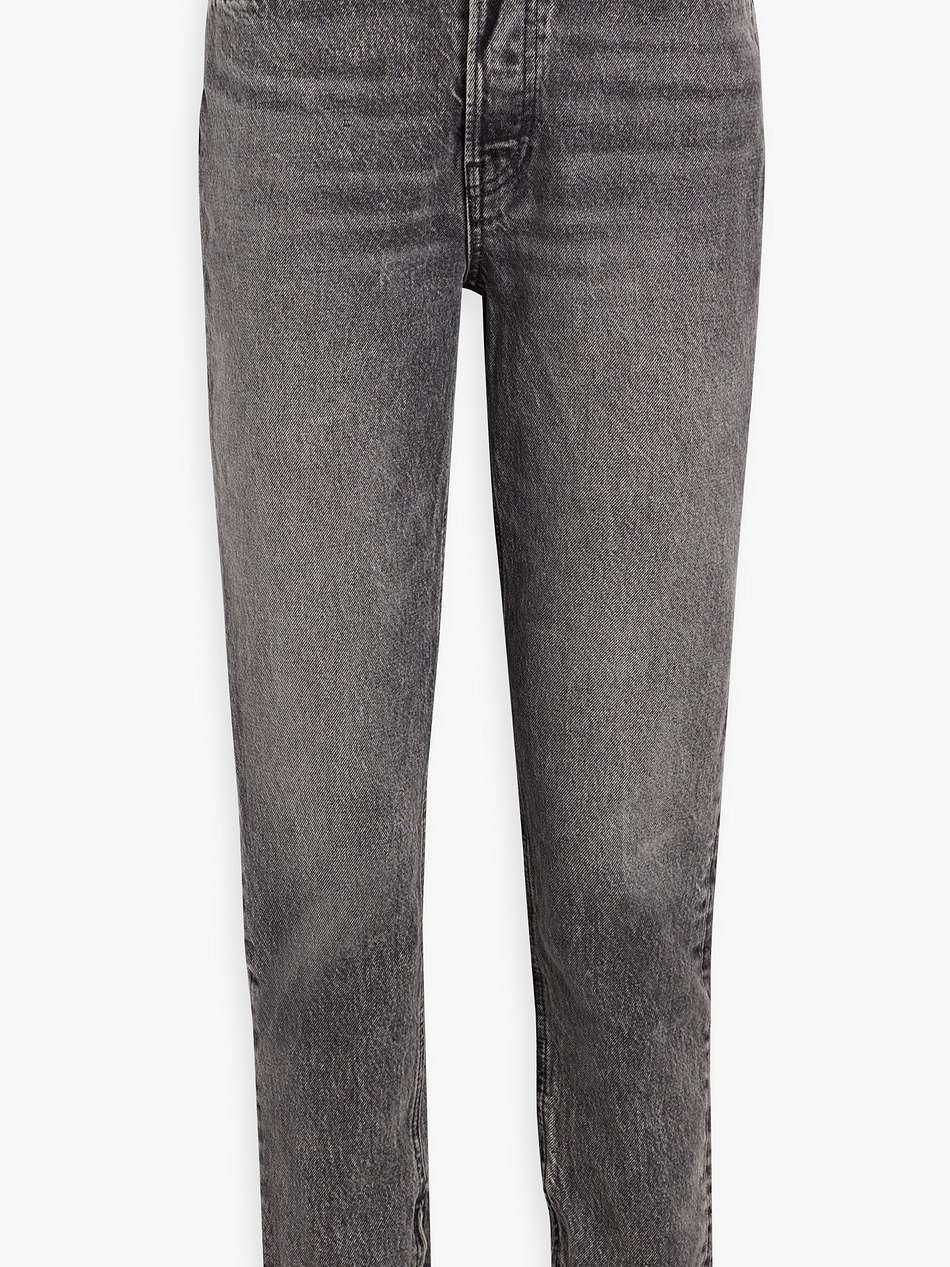 faded high-rise straight-leg jeans