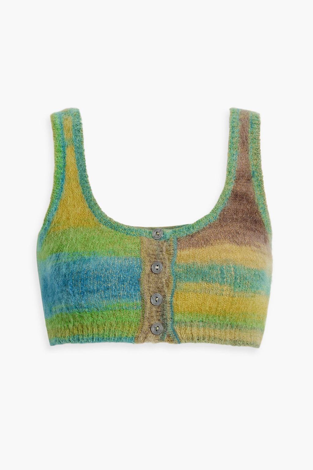 RE/DONE Striped brushed knitted bra top