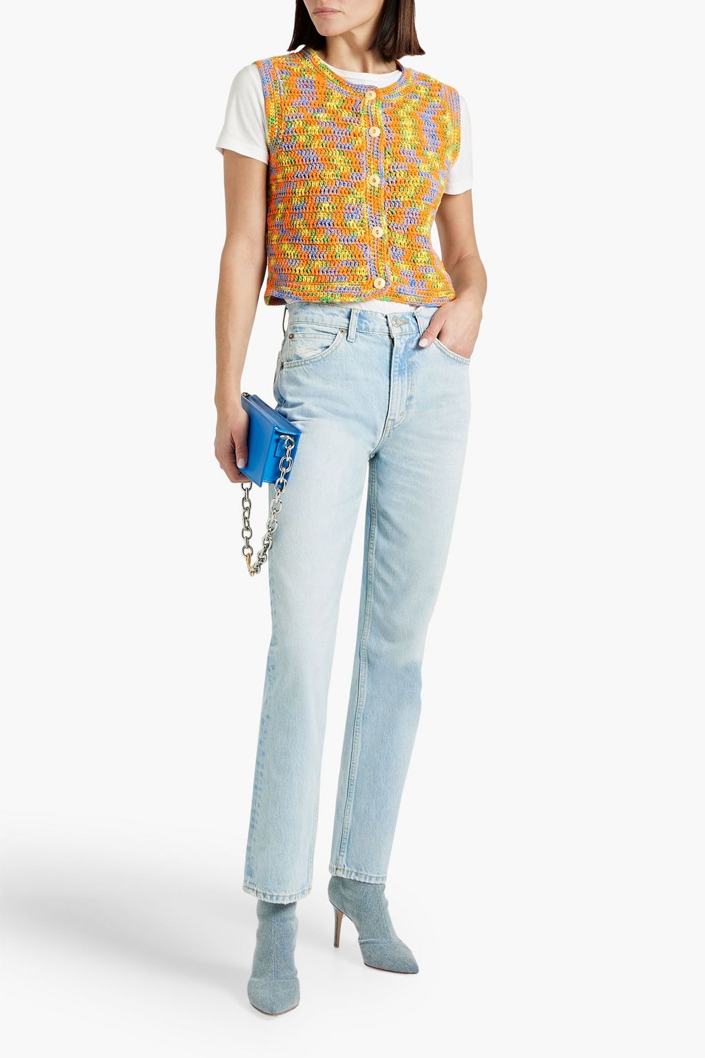 RE/DONE 70s distressed high-rise straight-leg jeans