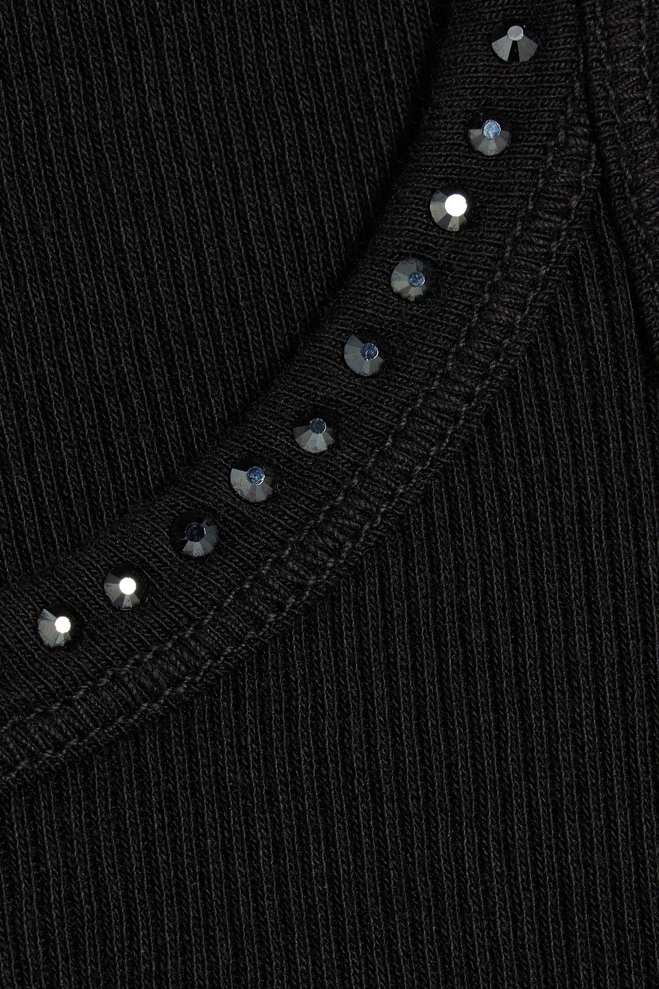 Re/done By Hanes Crystal-embellished Ribbed Cotton-jersey Tank In Black