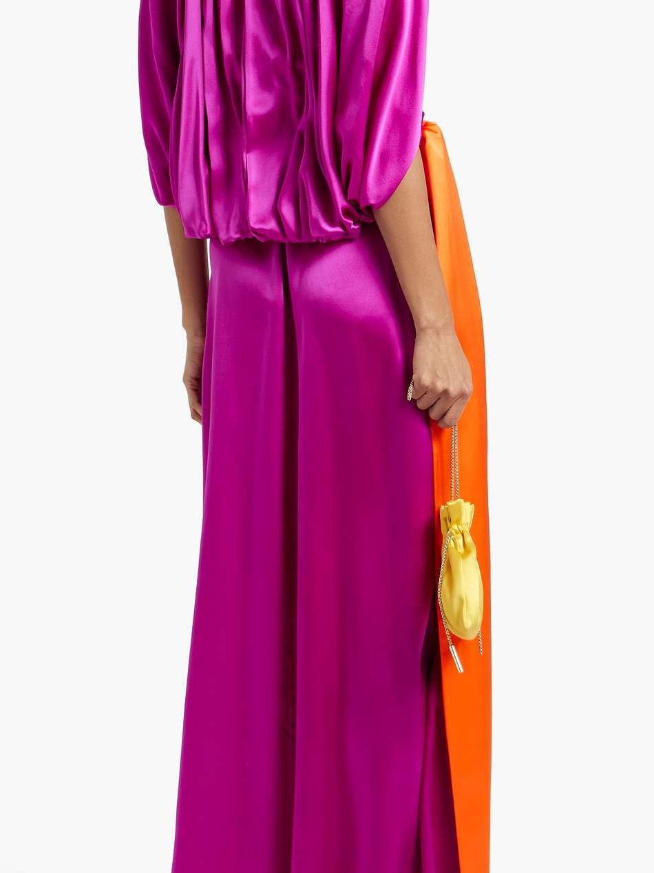 milena cape-effect silk-satin maxi dress