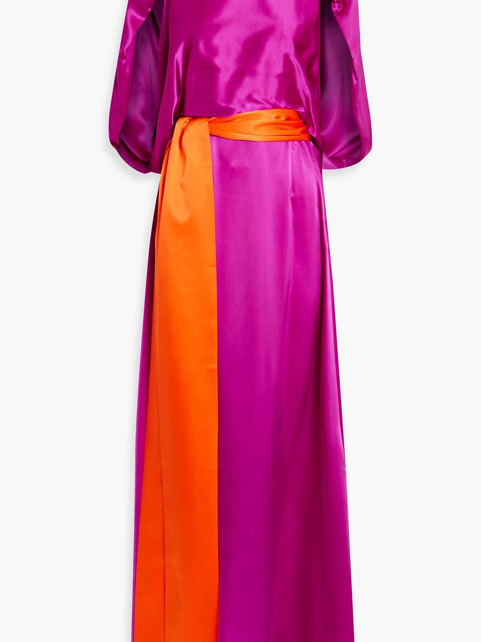 milena cape-effect silk-satin maxi dress