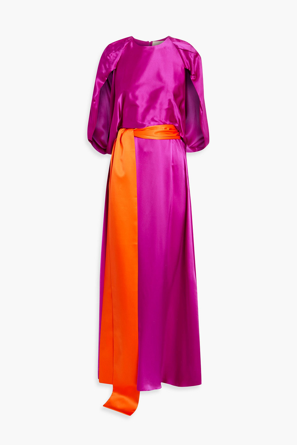 Roksanda Milena Cape-effect Silk-satin Maxi Dress In Fuchsia