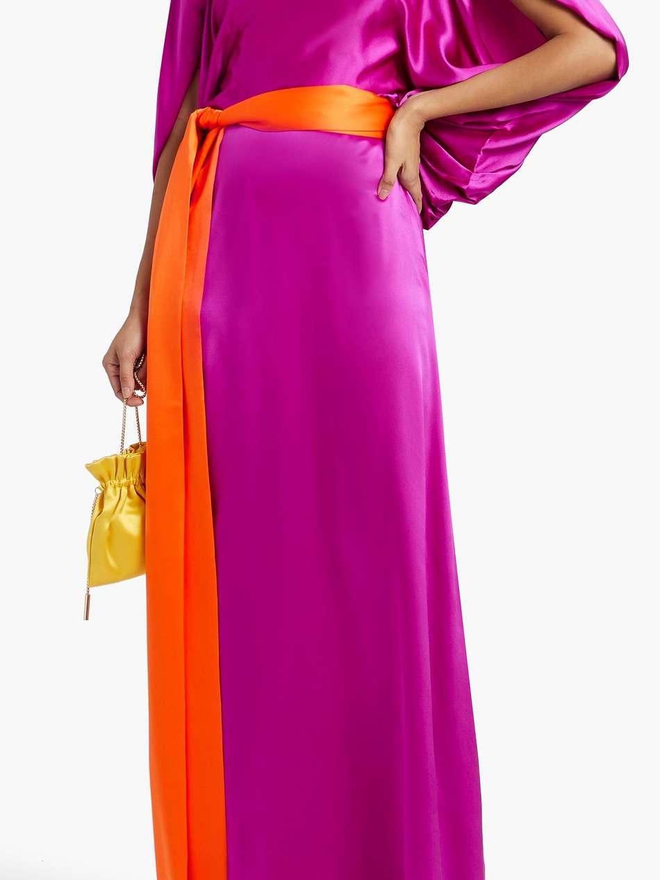 milena cape-effect silk-satin maxi dress
