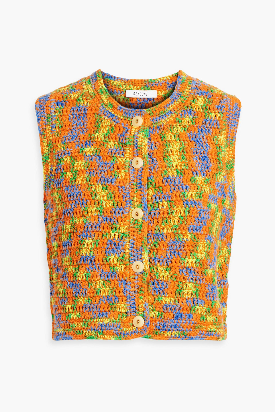 Re/done 90s Ribbed Cotton Vest In Orange