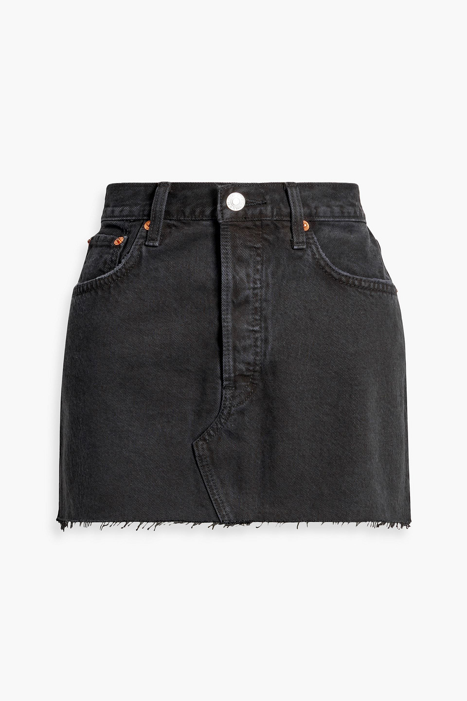 RE/DONE 90S FRAYED DENIM MINI SKIRT