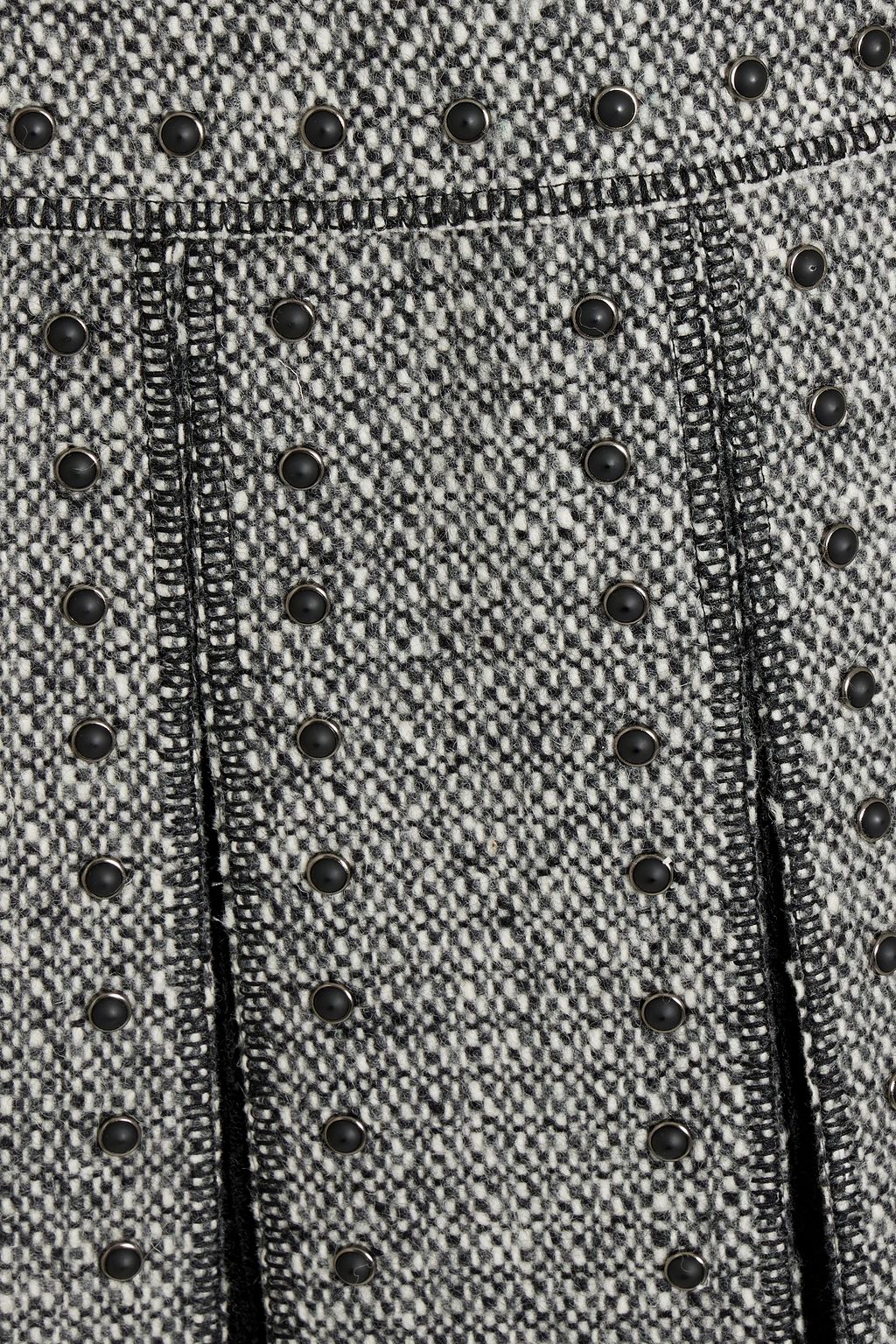 VALENTINO GARAVANI ブークレツイード ミディワンピース スタッズ付き レースパネル