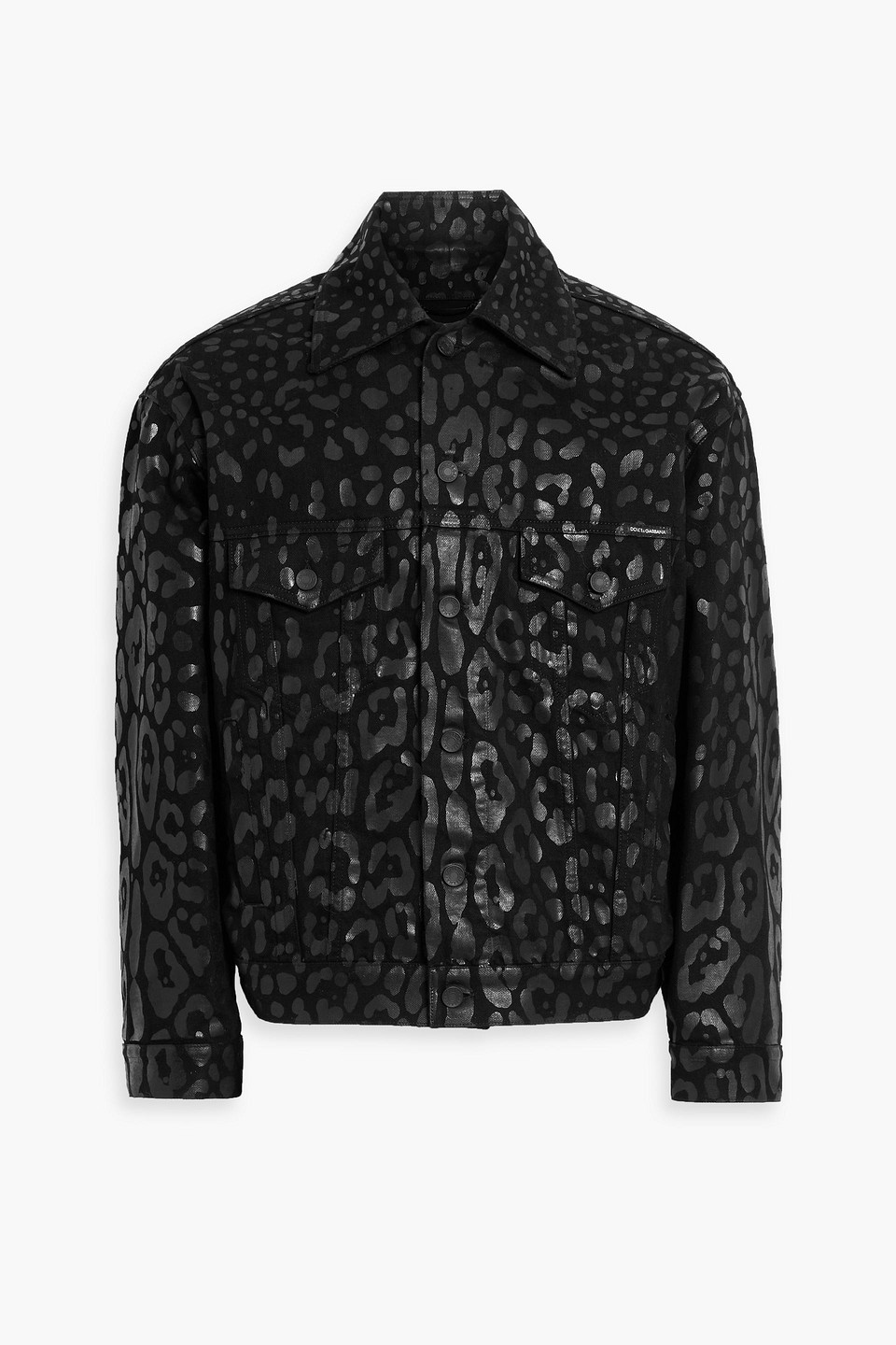 dolce&gabbana - leopard-print denim jacket - black - it 46