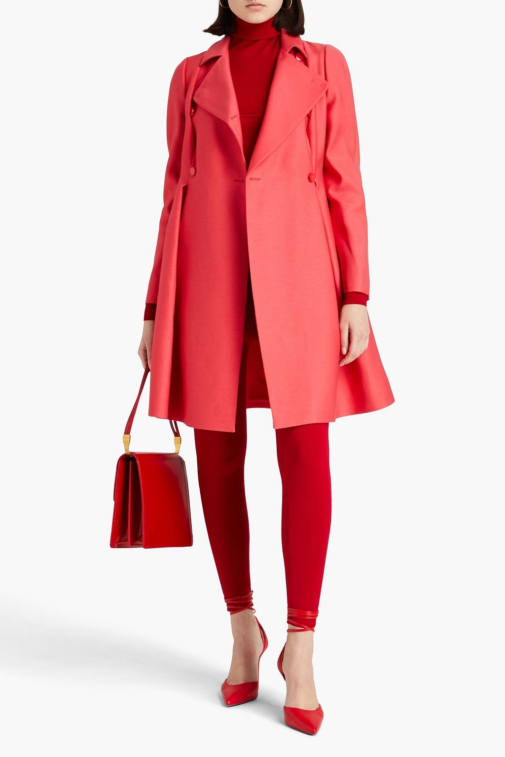 VALENTINO GARAVANI Pleated wool and silk-blend twill coat