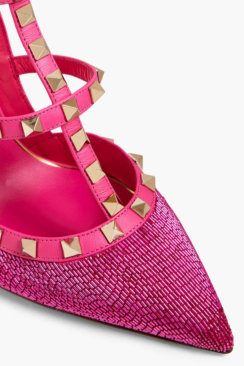 VALENTINO GARAVANI Rockstud bead-embellished leather pumps