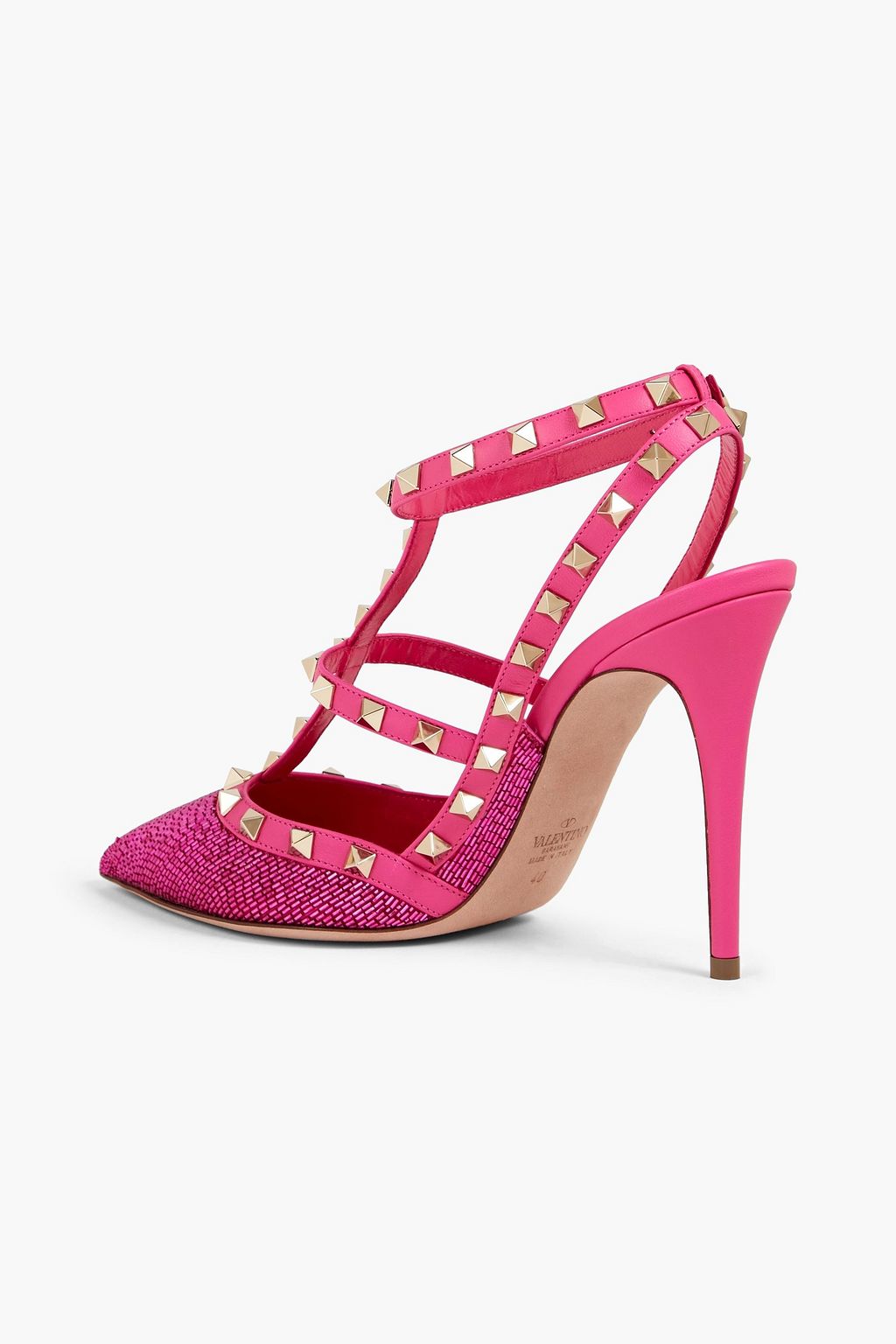 VALENTINO GARAVANI Rockstud bead-embellished leather pumps