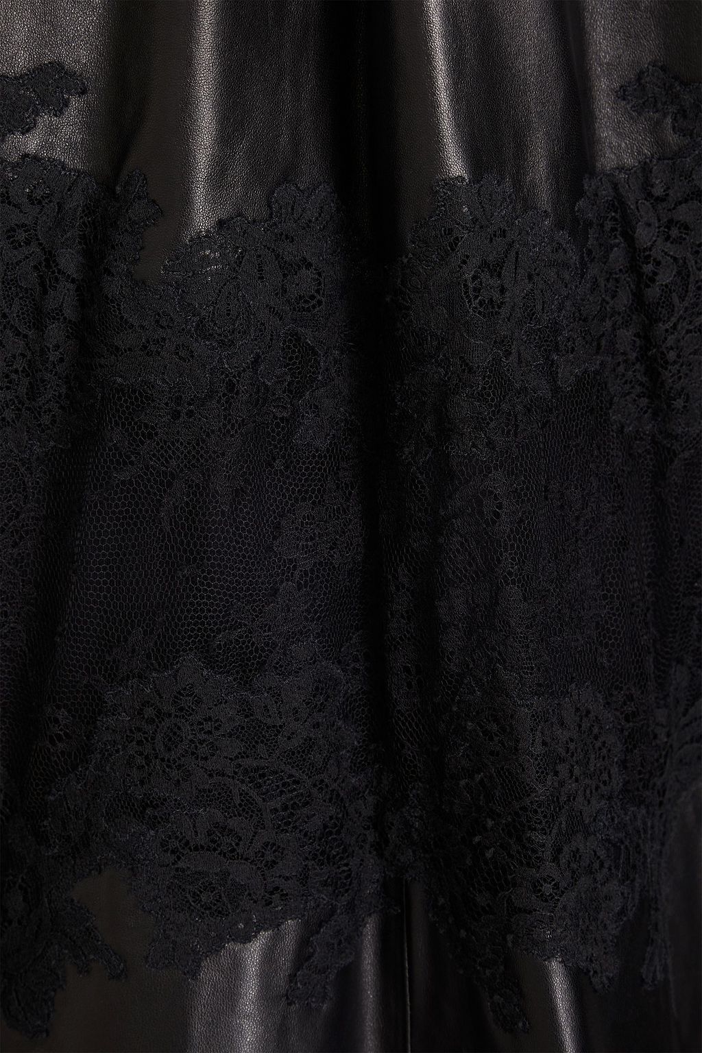 VALENTINO GARAVANI Lace-paneled leather blouse