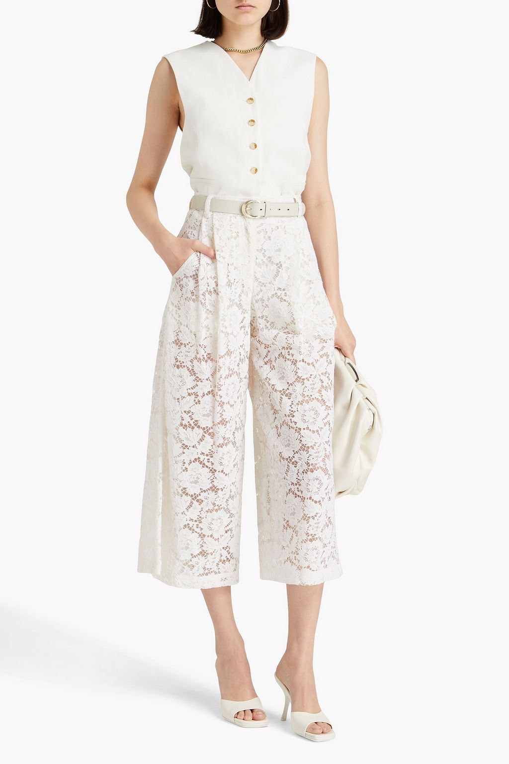 VALENTINO GARAVANI Culottes aus schnurgebundener Spitze aus einer Baumwollmischung