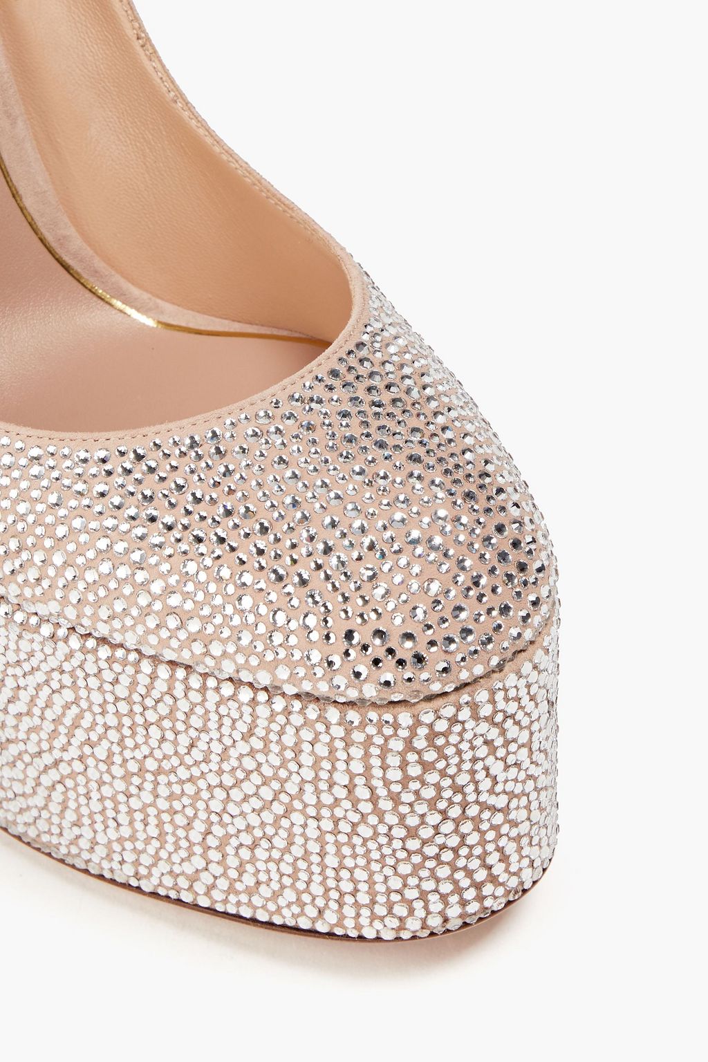 VALENTINO GARAVANI Tan-Go crystal-embellished suede platform pumps