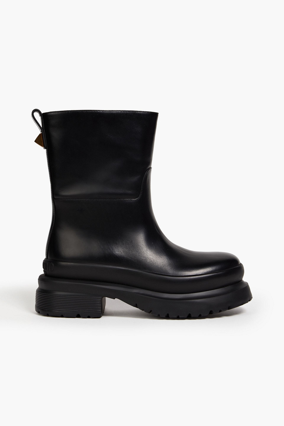 Valentino Garavani Roman Stud Leather Ankle Boots In Black