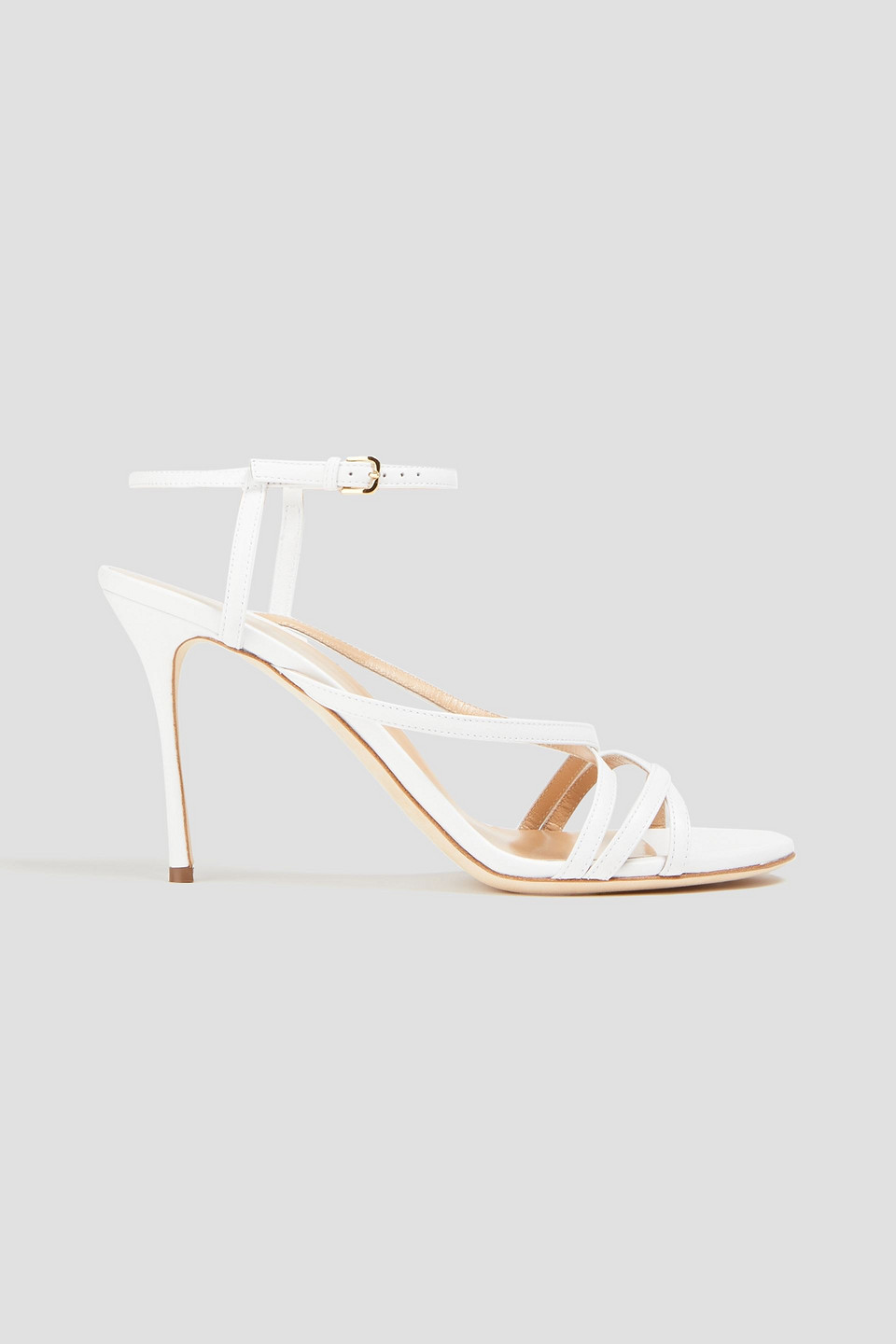 Sergio Rossi Bon Ton Leather Sandals In White