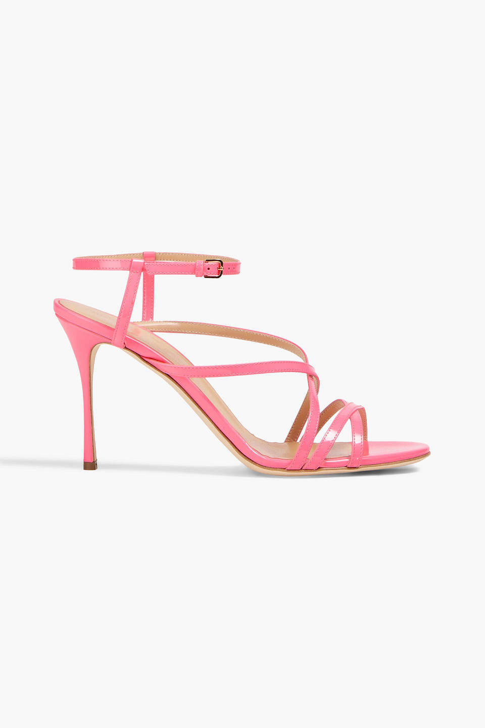 Sergio Rossi Bon Ton Patent-leather Sandals In Bubblegum