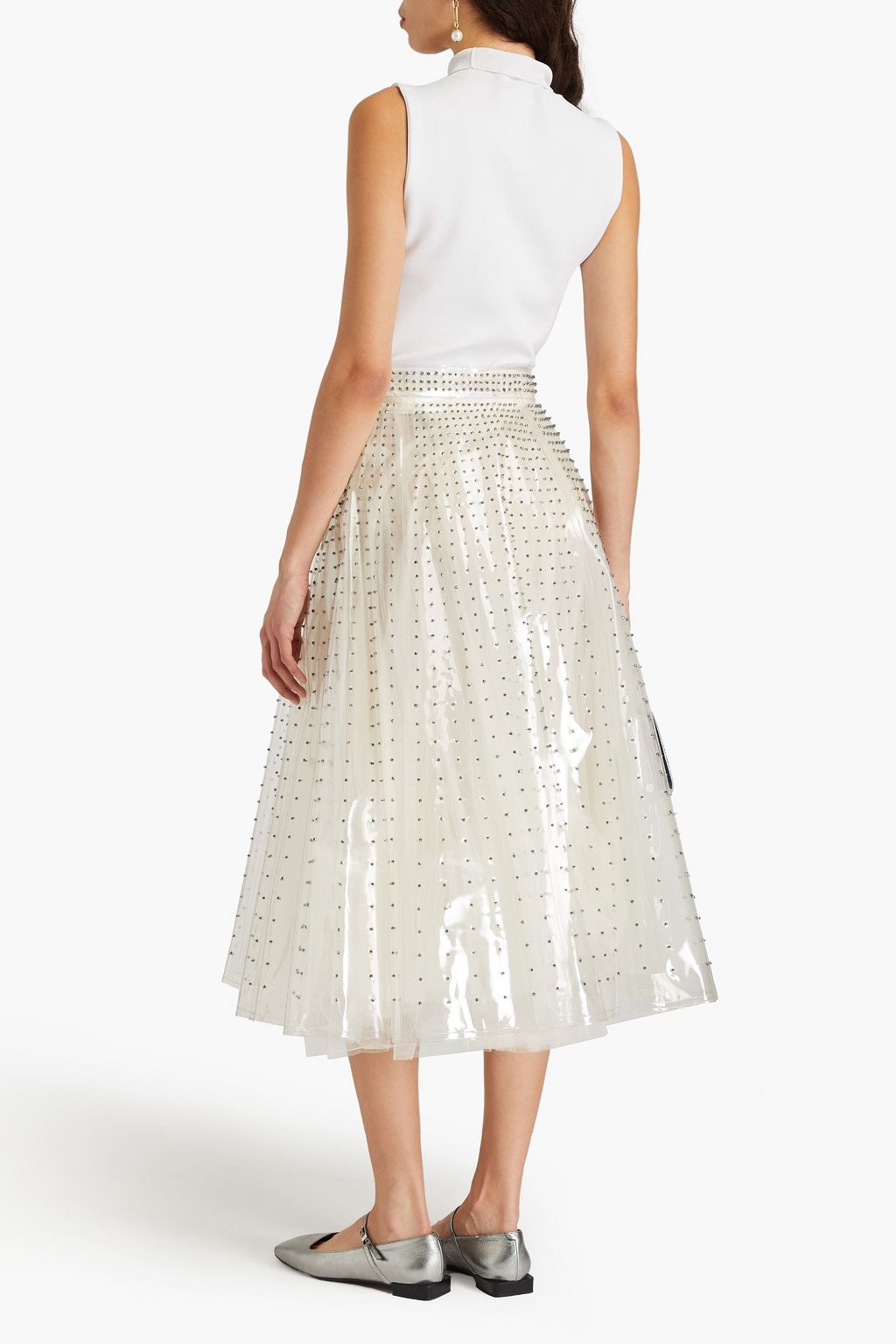 VALENTINO GARAVANI Sequin-embellished vinyl midi skirt