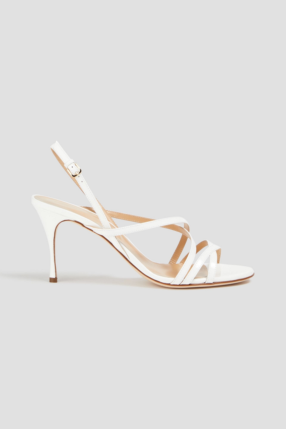 Sergio Rossi Patent-leather Slingback Sandals In White