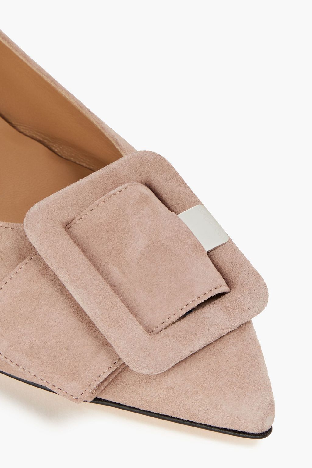 SERGIO ROSSI Buckle-detailed suede point-toe flats
