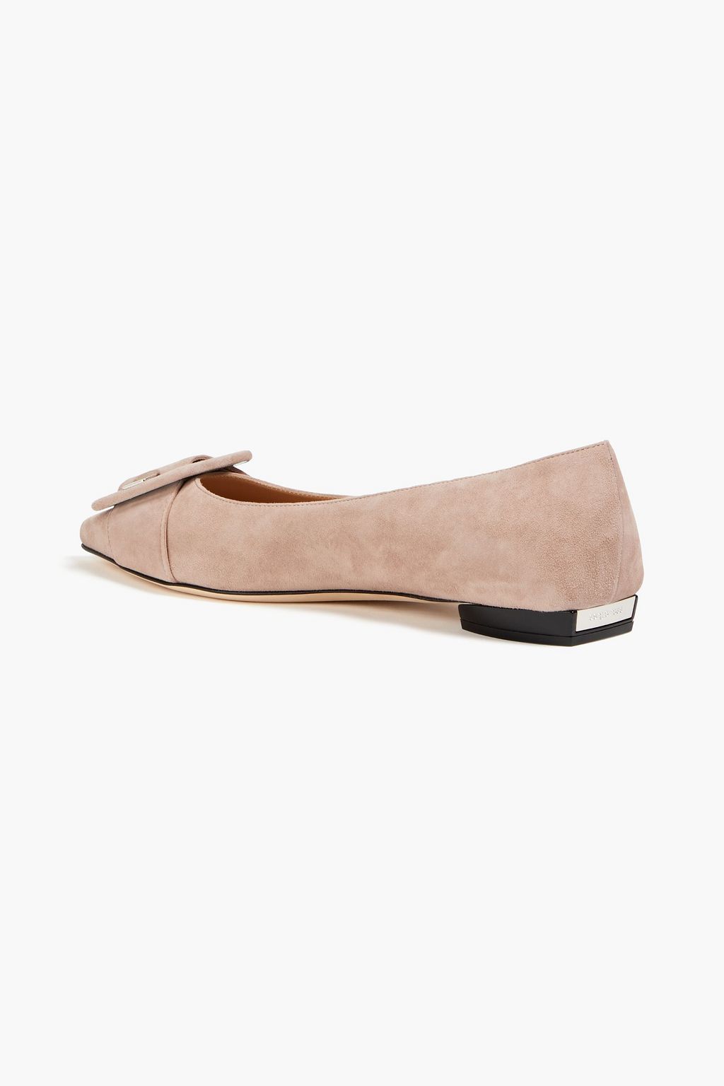 SERGIO ROSSI Buckle-detailed suede point-toe flats
