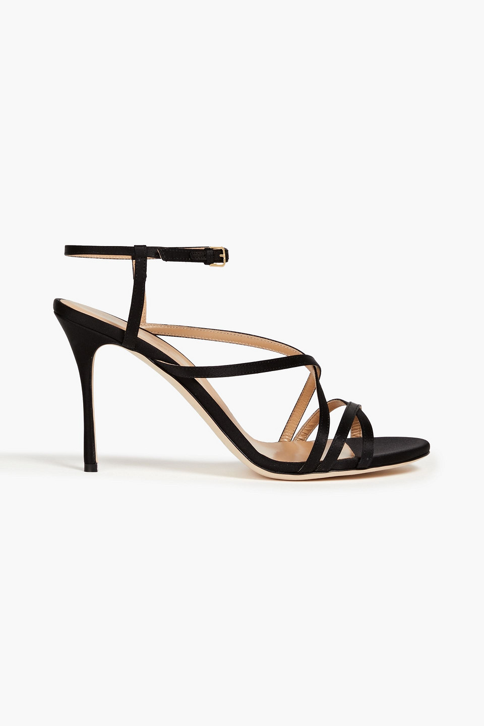 Sergio Rossi Bon Ton Satin Sandals In Black