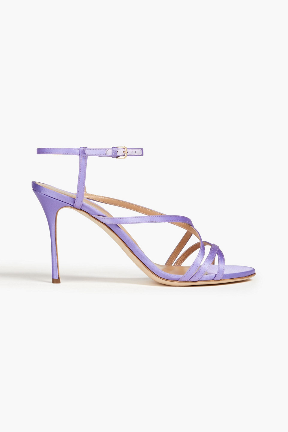 Sergio Rossi Bon Ton Satin Sandals In Lavender