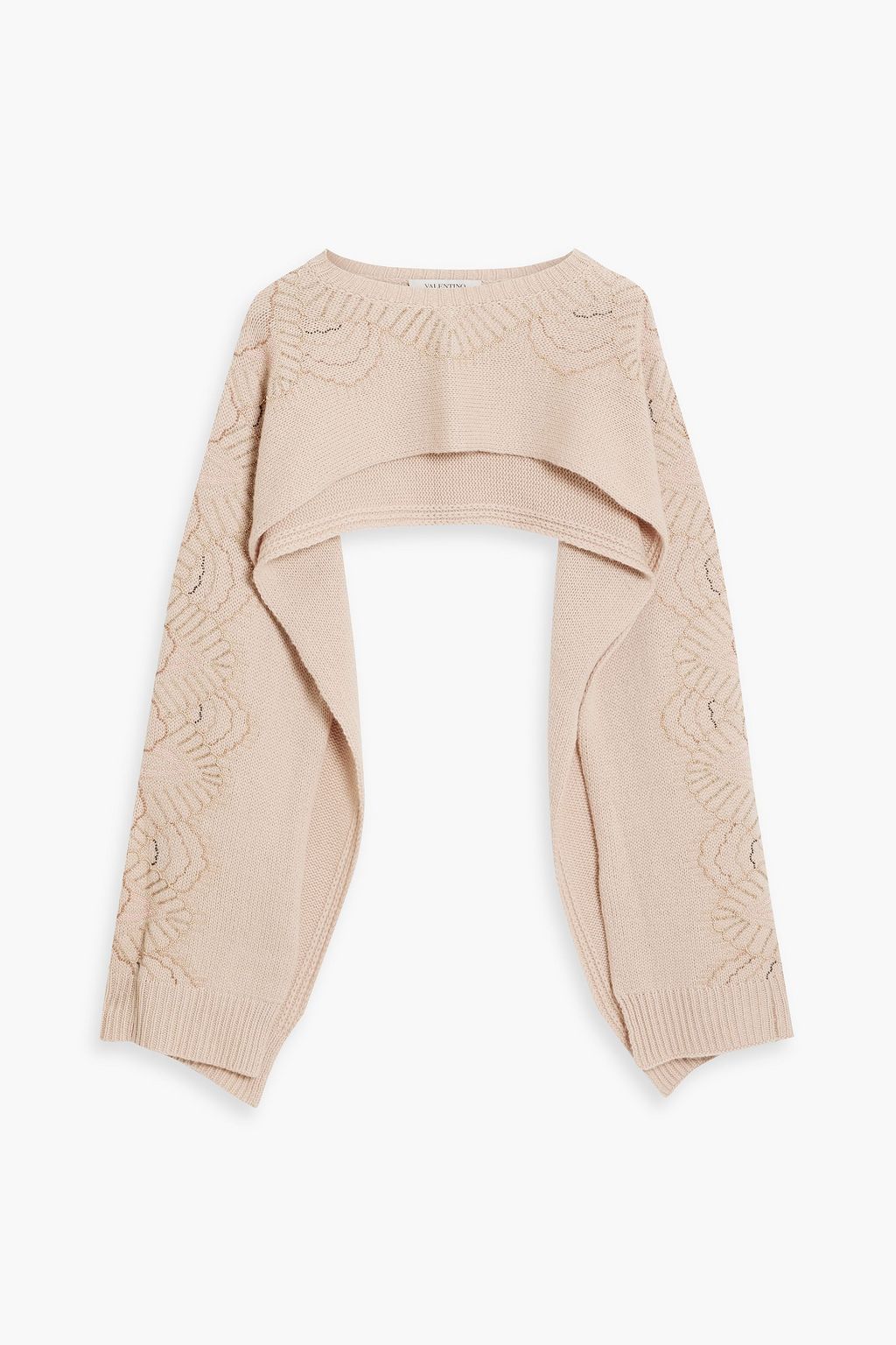 Bead embellished cashmere shrug neutral S
