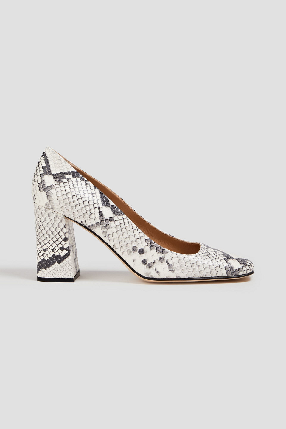 Sergio Rossi Snake-effect Leather Pumps In Ecru